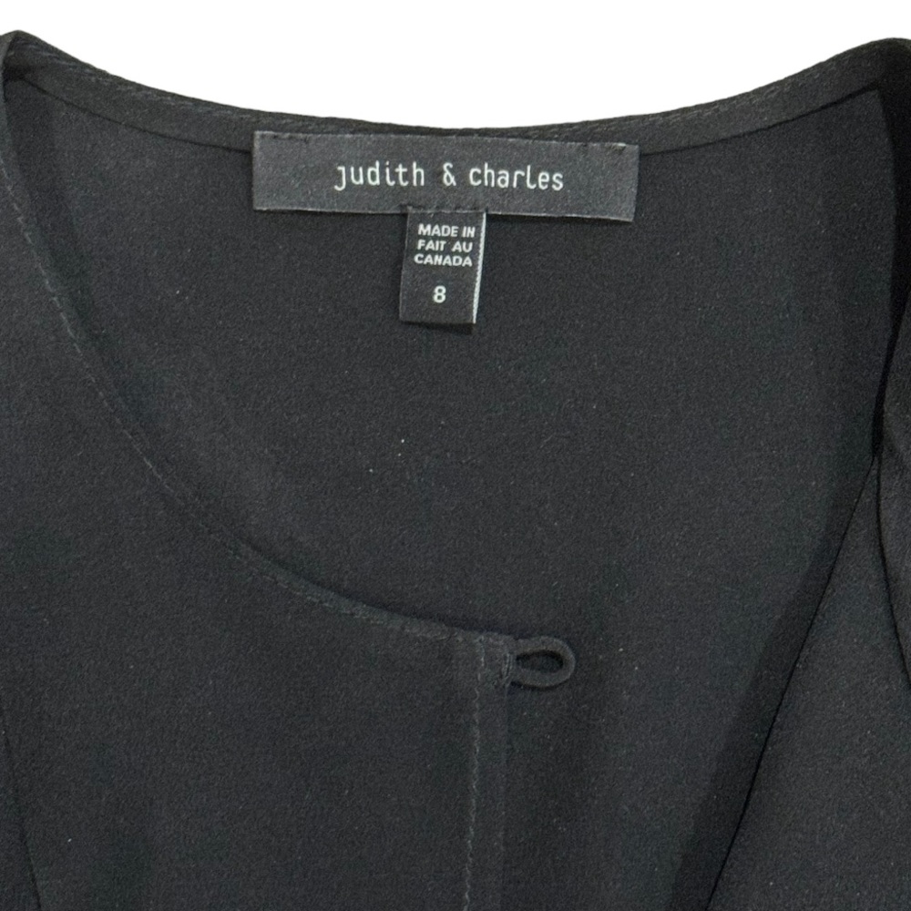 Judith & Charles Black Silk Pullover Blouse With Sheer Sleeves Size 8 - Picture 7 of 9
